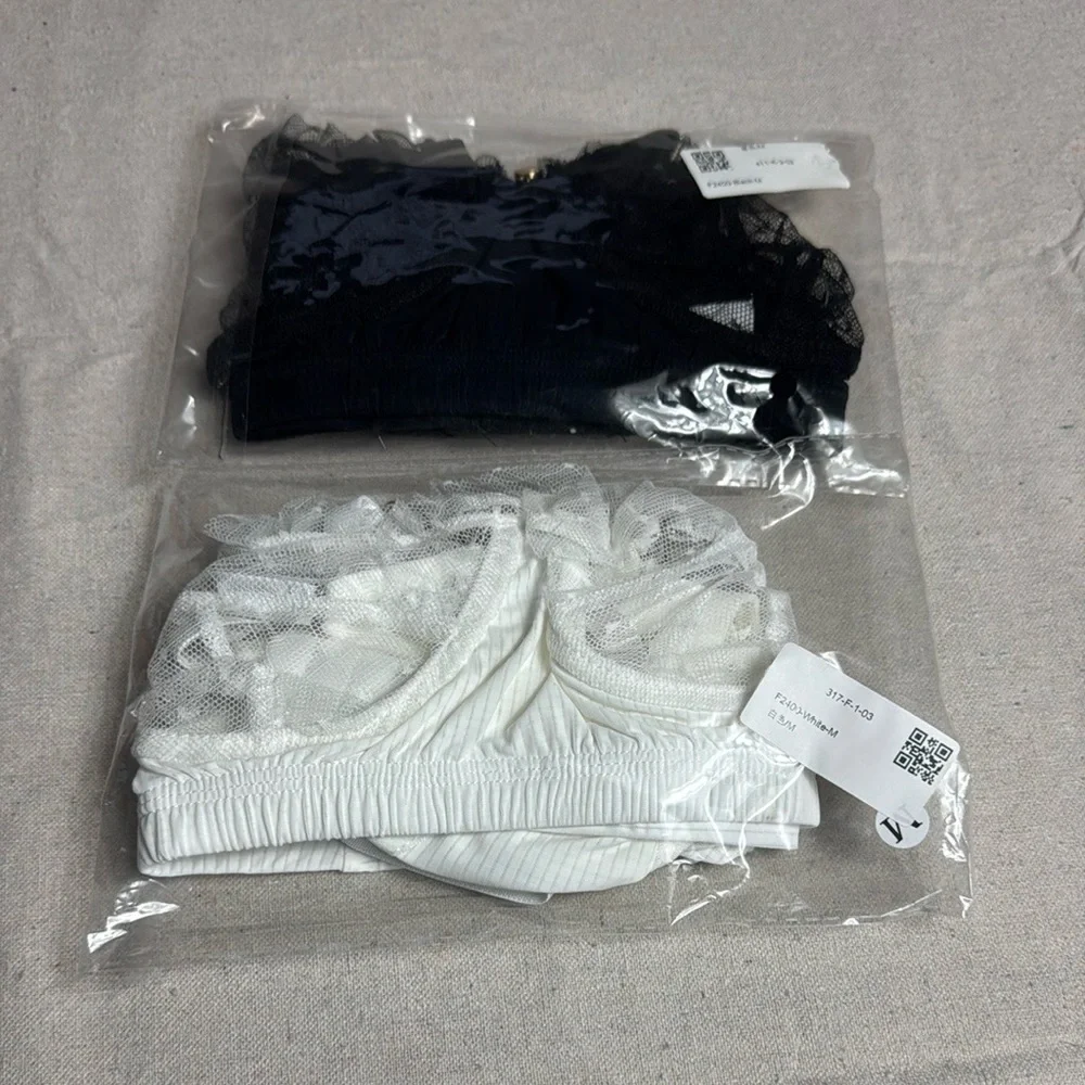 Bundle  Of 4  Pieces  Black / White Elegant Lingerie Set.